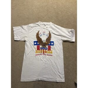 Vintage Desert Storm T Shirt Mens Large US Military Support Our Troops Eagle USA